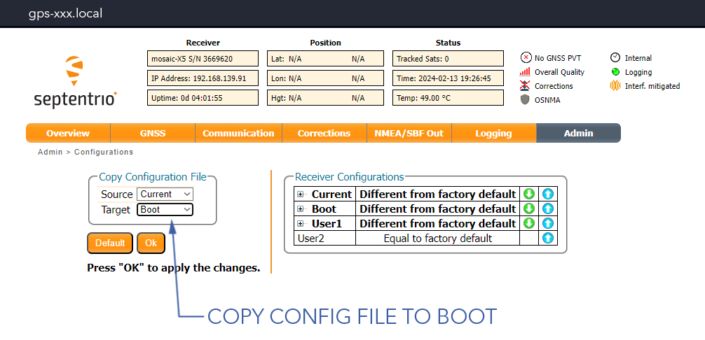 Copy Config File to Boot